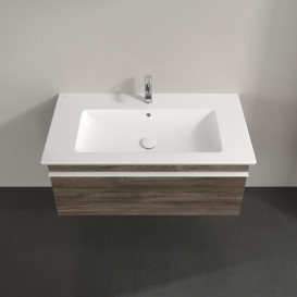 Тумба під раковину Villeroy & Boch Venticello 95,3х50,2 см ДСП кам'яний дуб/ручка алюміній білий A93502RK