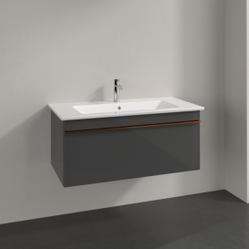 Тумба под раковину Villeroy & Boch Venticello 95,3х50,2 см МДФ глянцевый серый/ручка медь A93505FP