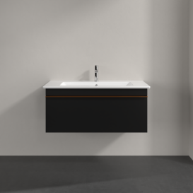 Тумба под раковину Villeroy & Boch Venticello 95,3х50,2 см МДФ черный матовый лак/ручка медь A93505PD