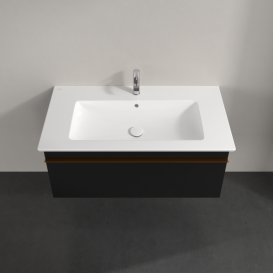 Тумба под раковину Villeroy & Boch Venticello 95,3х50,2 см МДФ черный матовый лак/ручка медь A93505PD