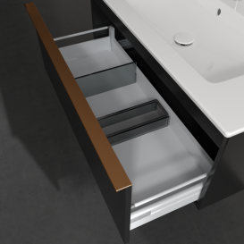 Тумба под раковину Villeroy & Boch Venticello 95,3х50,2 см МДФ черный матовый лак/ручка медь A93505PD