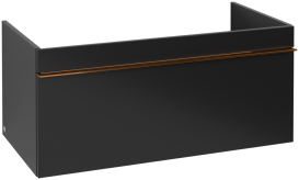 Тумба под раковину Villeroy & Boch Venticello 95,3х50,2 см МДФ черный матовый лак/ручка медь A93505PD