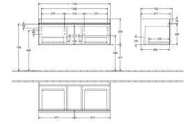 Тумба под раковину Villeroy & Boch Venticello 115,3х50,2 см МДФ черный матовый лак/ручка хром A93801PD