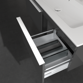 Тумба под раковину Villeroy & Boch Venticello 115,3х50,2 см МДФ глянцевый серый/ручка алюминий белый A93802FP