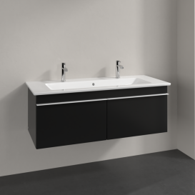 Тумба під раковину Villeroy & Boch Venticello 115,3х50,2 см МДФ чорний матовий лак/ручка алюміній білий A93802PD