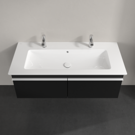 Тумба під раковину Villeroy & Boch Venticello 115,3х50,2 см МДФ чорний матовий лак/ручка алюміній білий A93802PD