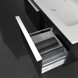 Тумба під раковину Villeroy & Boch Venticello 115,3х50,2 см МДФ чорний матовий лак/ручка алюміній білий A93802PD