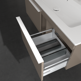 Тумба под раковину Villeroy & Boch Venticello 115,3х50,2 см ДСП трюфель серый/ручка алюминий белый A93802VG