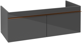 Тумба под раковину Villeroy & Boch Venticello 115,3х50,2 см МДФ глянцевый серый/ручка медь A93805FP