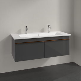 Тумба под раковину Villeroy & Boch Venticello 115,3х50,2 см МДФ глянцевый серый/ручка медь A93805FP