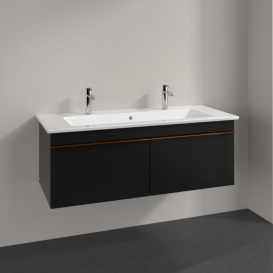 Тумба під раковину Villeroy & Boch Venticello 115,3х50,2 см МДФ чорний матовий лак/ручка мідь A93805PD