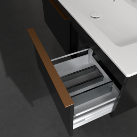 Тумба під раковину Villeroy & Boch Venticello 115,3х50,2 см МДФ чорний матовий лак/ручка мідь A93805PD