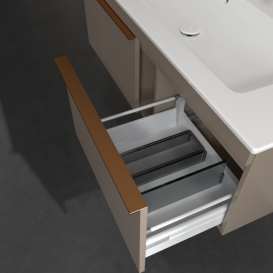 Тумба под раковину Villeroy & Boch Venticello 115,3х50,2 см ДСП трюфель серый/ручка медь A93805VG