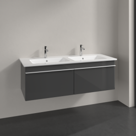 Тумба под раковину Villeroy & Boch Venticello 125,3х50,2 см МДФ глянцевый серый/ручка алюминий белый A93902FP