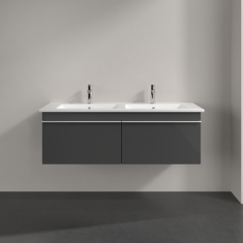 Тумба под раковину Villeroy & Boch Venticello 125,3х50,2 см МДФ глянцевый серый/ручка алюминий белый A93902FP