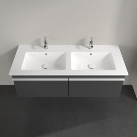 Тумба под раковину Villeroy & Boch Venticello 125,3х50,2 см МДФ глянцевый серый/ручка алюминий белый A93902FP