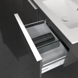 Тумба под раковину Villeroy & Boch Venticello 125,3х50,2 см МДФ глянцевый серый/ручка алюминий белый A93902FP