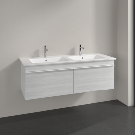 Тумба под раковину Villeroy & Boch Venticello 125,3х50,2 см ДСП/МДФ белое дерево/ручка алюминий белый A93902E8