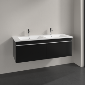Тумба під раковину Villeroy & Boch Venticello 125,3х50,2 см МДФ чорний матовий лак/ручка алюміній білий A93902PD