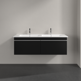Тумба під раковину Villeroy & Boch Venticello 125,3х50,2 см МДФ чорний матовий лак/ручка алюміній білий A93902PD
