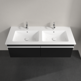 Тумба під раковину Villeroy & Boch Venticello 125,3х50,2 см МДФ чорний матовий лак/ручка алюміній білий A93902PD