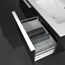 Тумба під раковину Villeroy & Boch Venticello 125,3х50,2 см МДФ чорний матовий лак/ручка алюміній білий A93902PD