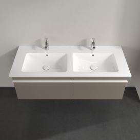 Тумба под раковину Villeroy & Boch Venticello 125,3х50,2 см ДСП трюфель серый/ручка алюминий белый A93902VG