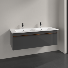 Тумба под раковину Villeroy & Boch Venticello 125,3х50,2 см МДФ глянцевый серый/ручка медь A93905FP