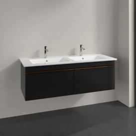 Тумба под раковину Villeroy & Boch Venticello 125,3х50,2 см МДФ черный матовый лак/ручка медь A93905PD