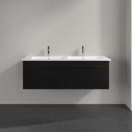 Тумба под раковину Villeroy & Boch Venticello 125,3х50,2 см МДФ черный матовый лак/ручка медь A93905PD