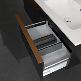 Тумба под раковину Villeroy & Boch Venticello 125,3х50,2 см МДФ черный матовый лак/ручка медь A93905PD