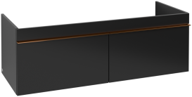 Тумба под раковину Villeroy & Boch Venticello 125,3х50,2 см МДФ черный матовый лак/ручка медь A93905PD