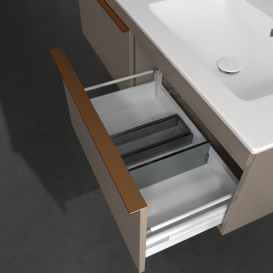 Тумба под раковину Villeroy & Boch Venticello 125,3х50,2 см ДСП трюфель серый/ручка медь A93905VG