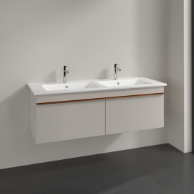 Тумба под раковину Villeroy & Boch Venticello 125,3х50,2 см ДСП мягкий серый/ручка медь A93905VK