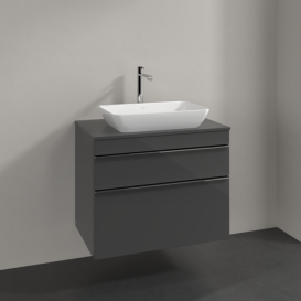 Тумба под раковину Villeroy & Boch Venticello 75,7х50,2 см МДФ глянцевый серый/ручка хром A94001FP