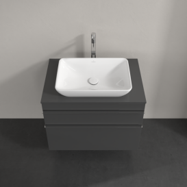 Тумба под раковину Villeroy & Boch Venticello 75,7х50,2 см МДФ глянцевый серый/ручка хром A94001FP