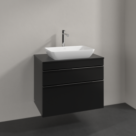 Тумба под раковину Villeroy & Boch Venticello 75,7х50,2 см МДФ черный матовый лак/ручка хром A94001PD