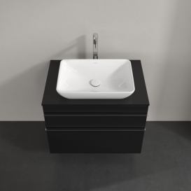Тумба под раковину Villeroy & Boch Venticello 75,7х50,2 см МДФ черный матовый лак/ручка хром A94001PD