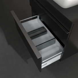 Тумба под раковину Villeroy & Boch Venticello 75,7х50,2 см МДФ черный матовый лак/ручка хром A94001PD