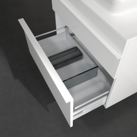 Тумба под раковину Villeroy & Boch Venticello 75,7х50,2 см МДФ глянцевый белый/ручка алюминий белый A94002DH