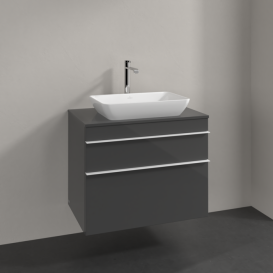 Тумба под раковину Villeroy & Boch Venticello 75,7х50,2 см МДФ глянцевый серый/ручка алюминий белый A94002FP