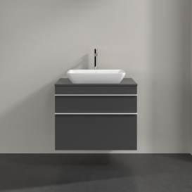 Тумба под раковину Villeroy & Boch Venticello 75,7х50,2 см МДФ глянцевый серый/ручка алюминий белый A94002FP