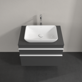 Тумба под раковину Villeroy & Boch Venticello 75,7х50,2 см МДФ глянцевый серый/ручка алюминий белый A94002FP