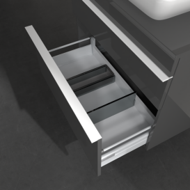 Тумба под раковину Villeroy & Boch Venticello 75,7х50,2 см МДФ глянцевый серый/ручка алюминий белый A94002FP