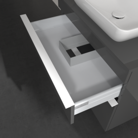 Тумба под раковину Villeroy & Boch Venticello 75,7х50,2 см МДФ глянцевый серый/ручка алюминий белый A94002FP