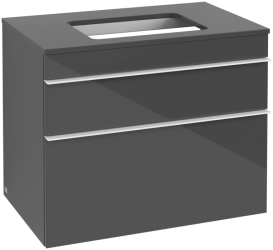 Тумба під раковину Villeroy & Boch Venticello 75,7х50,2 см МДФ глянсовий сірий/ручка алюміній білий A94002FP