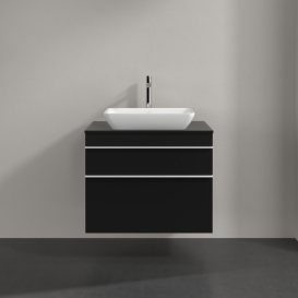 Тумба под раковину Villeroy & Boch Venticello 75,7х50,2 см МДФ черный матовый лак/ручка алюминий белый A94002PD