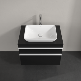 Тумба под раковину Villeroy & Boch Venticello 75,7х50,2 см МДФ черный матовый лак/ручка алюминий белый A94002PD