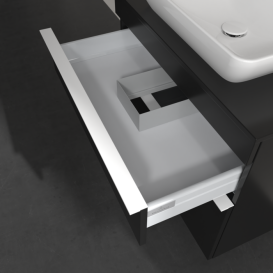 Тумба под раковину Villeroy & Boch Venticello 75,7х50,2 см МДФ черный матовый лак/ручка алюминий белый A94002PD