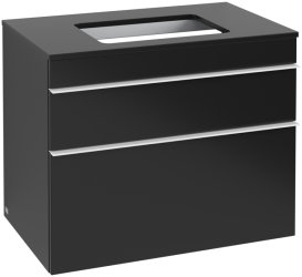 Тумба под раковину Villeroy & Boch Venticello 75,7х50,2 см МДФ черный матовый лак/ручка алюминий белый A94002PD